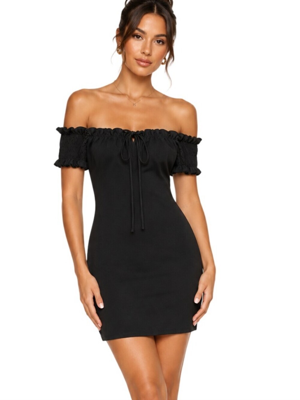 Zara Off-Shoulder Little Black Dress Size Small NWT